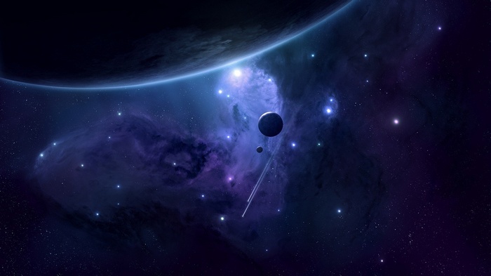 Space nebula with planets and stars