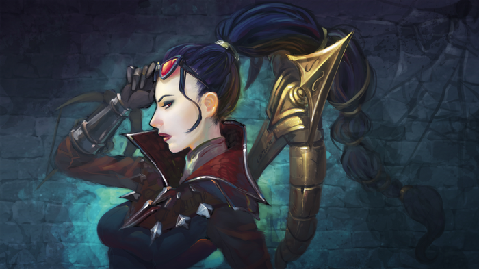 Vayne from League of Legends with a crossbow