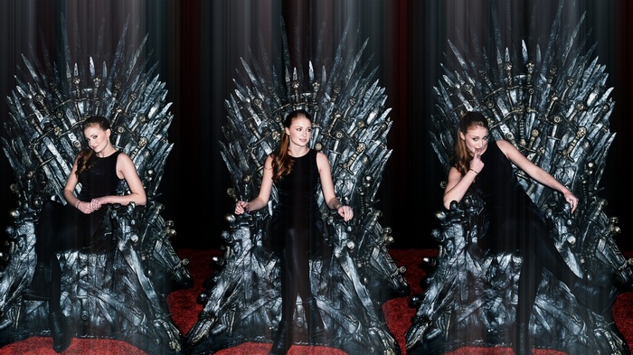 Sophie Turner on the Iron Throne