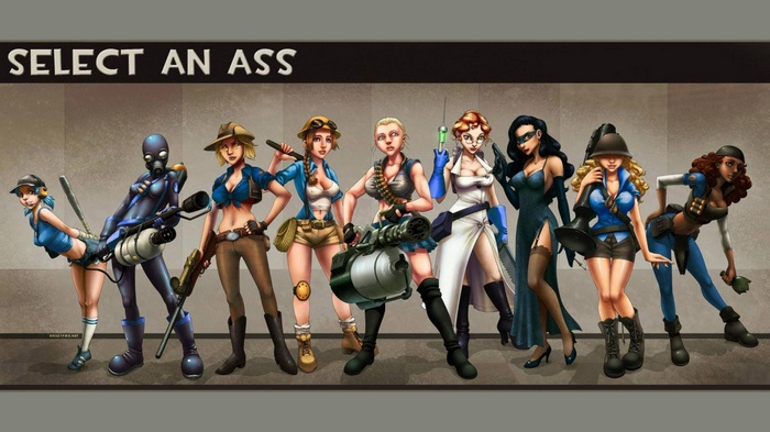 Team Fortress 2 Genderswapped Characters Select Screen