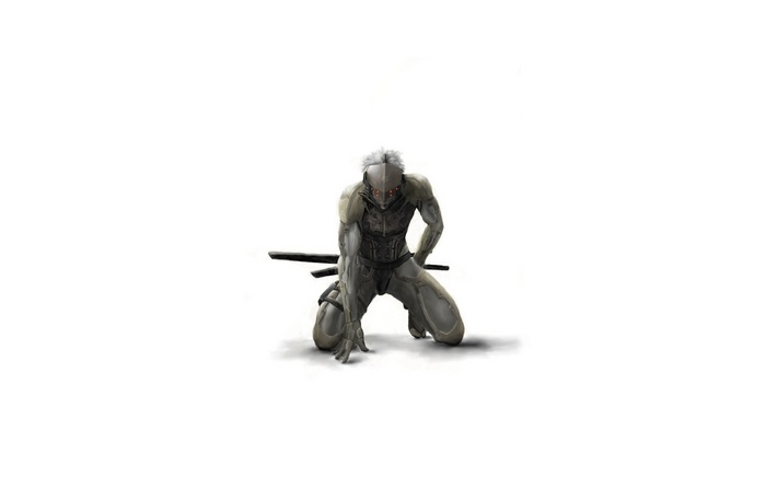 Raiden from Metal Gear Solid 4 on a white background