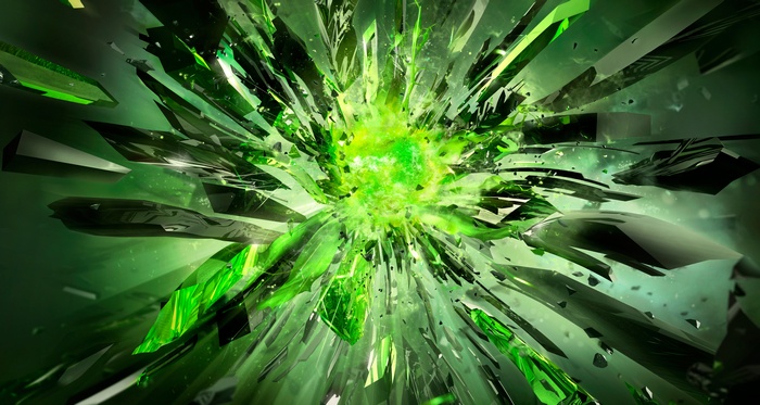 Nvidia Digital Art Explosion of Green Shapes