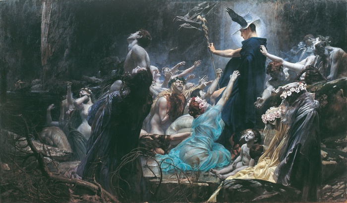Adolf Hiremy Hirschl's painting of mythological figures