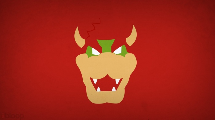 Bowser's face on a red background