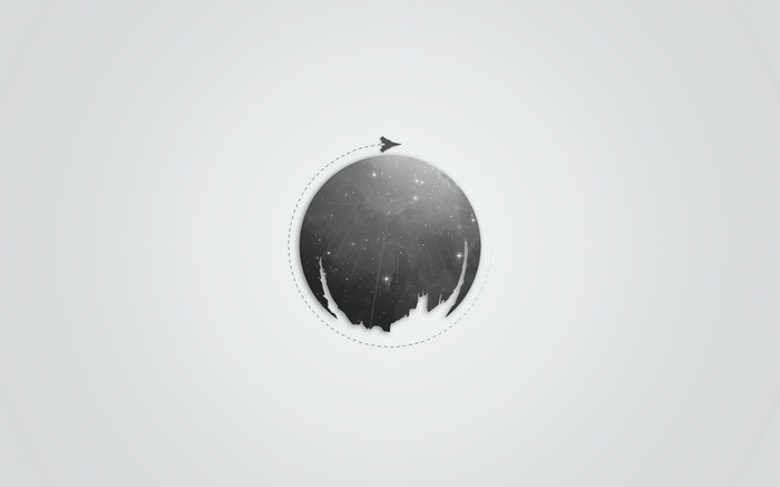 Minimalist Destiny spaceship orbiting a planet