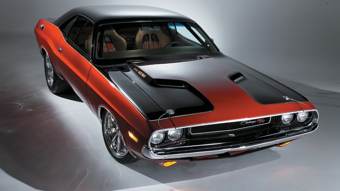 Orange and black 1970 Dodge Challenger R/T