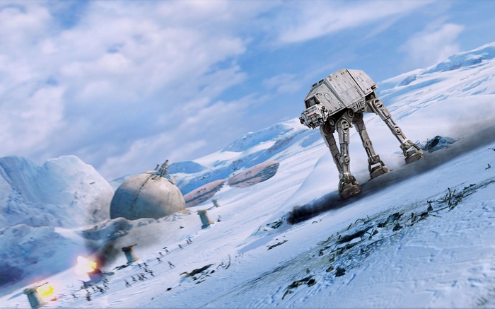 Star Wars AT-AT battle on a snowy planet