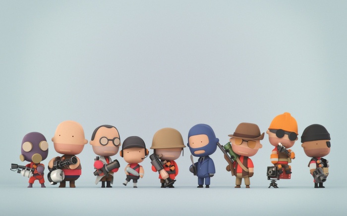 Team Fortress 2 characters in a minimalist artwork