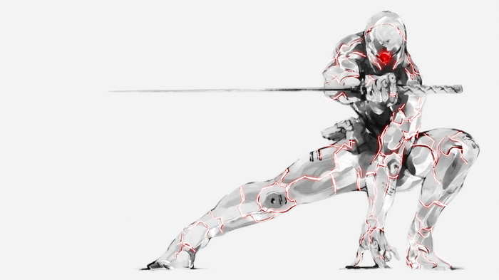 Gray Fox from Metal Gear Solid with a sword