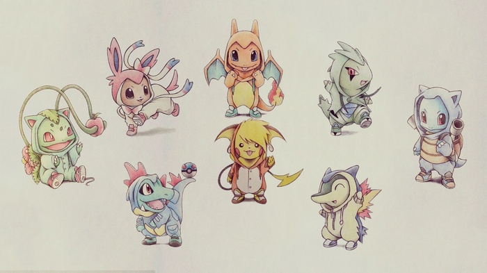 Pokémon characters in pajamas