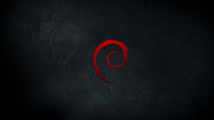 Debian logo on a dark textured background