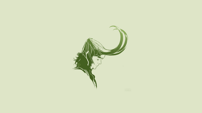 Loki's profile in green minimalist artwork