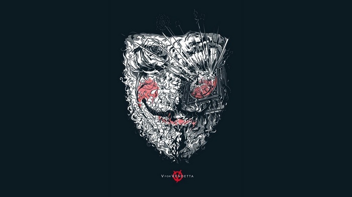 V for Vendetta Mask with Explosions
