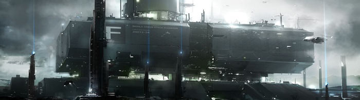 Multiple Display Science Fiction Space Artwork Futuristic City Elevator Futuristic Dystopian