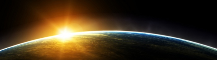 Sunrise over planet Earth from space