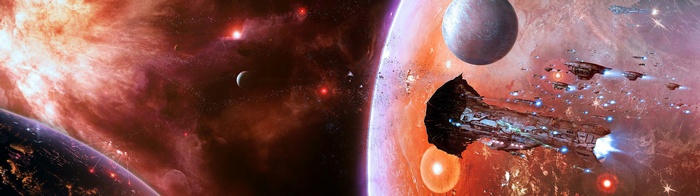 EVE Online Spaceships in Space Battle
