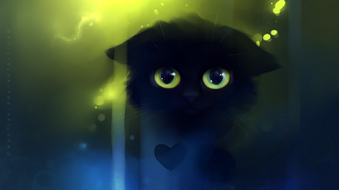 Black cat with yellow eyes by Apofiss