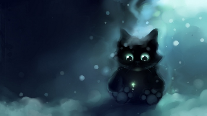 artwork Apofiss black cats fantasy art bubbles cat