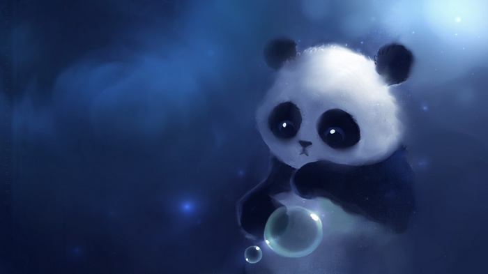 Fantasy art of a panda with bubbles