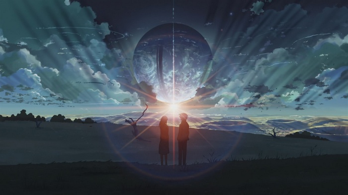 5 Centimeters Per Second: Couple watches a planet in the sky