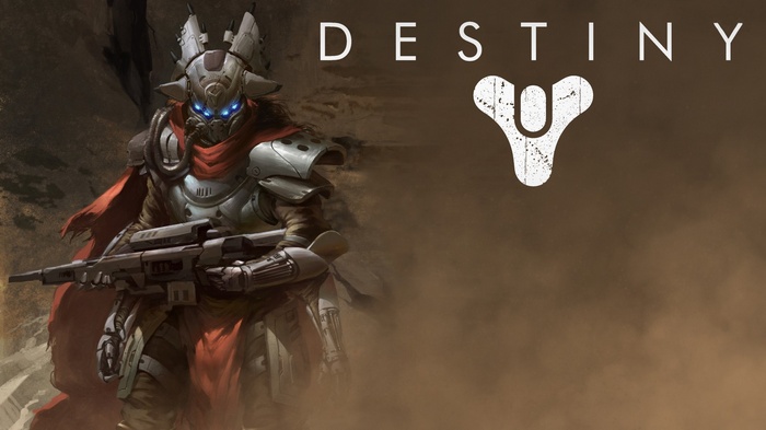 Destiny video game art with Guardian and logo