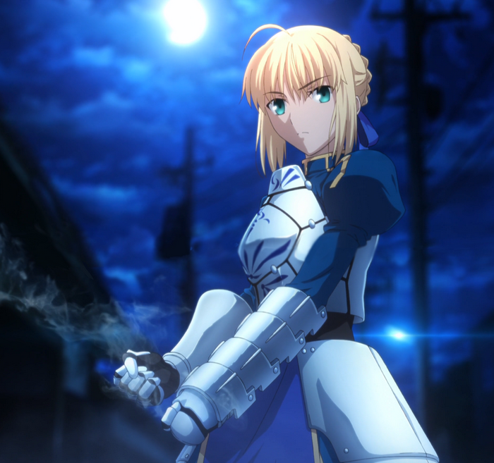 Saber from Fate/Stay Night under the moon