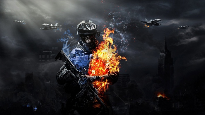 Battlefield 3 Soldier engulfed in fire and ice
