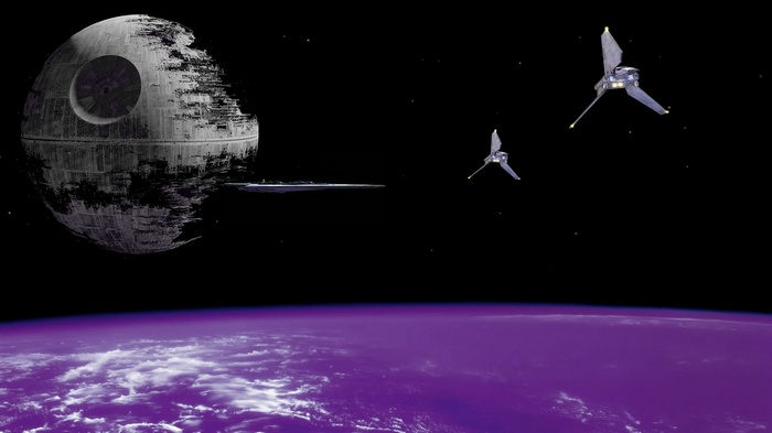 Death Star and Imperial Shuttles in Space