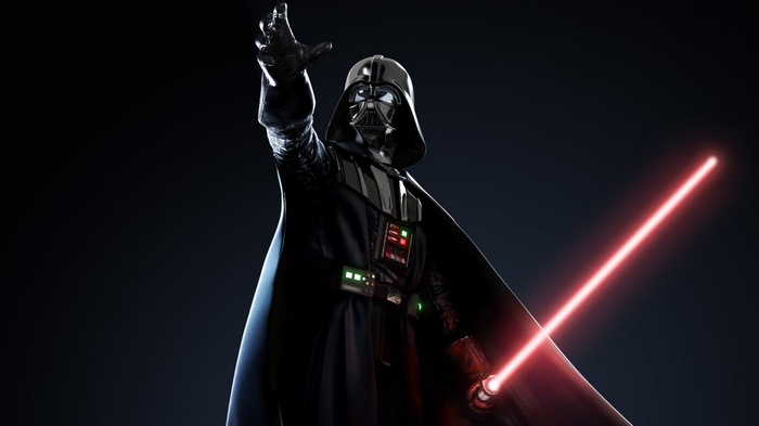 Darth Vader holding a red lightsaber