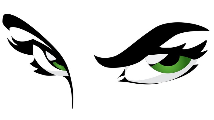 Minimalist artwork of green eyes