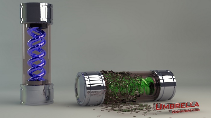 Umbrella Corporation vials with DNA strands