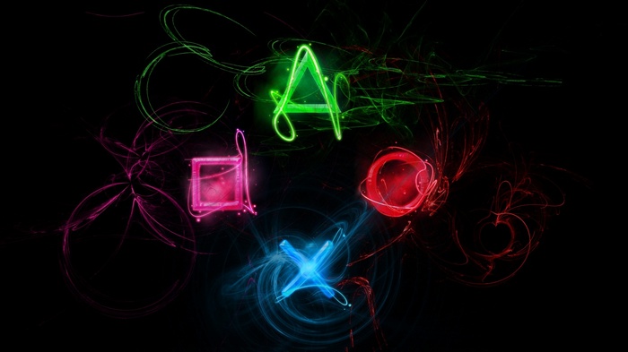 PlayStation symbols with abstract light effects