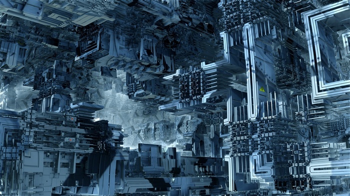 Abstract digital art of futuristic architecture
