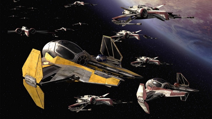 Star Wars spaceships in formation