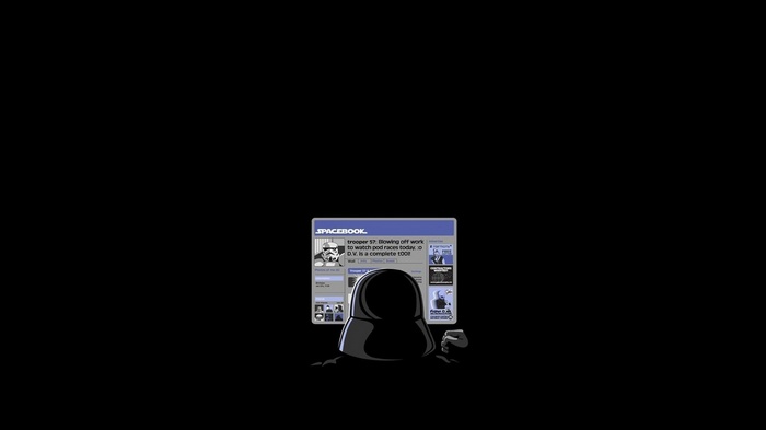 Darth Vader on Spacebook watching pod races