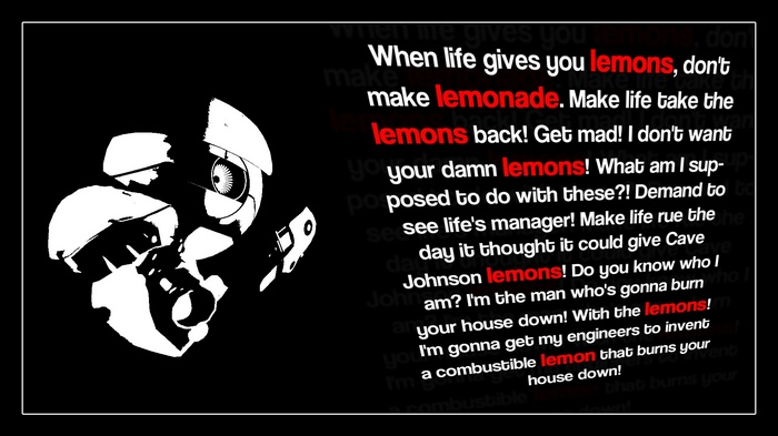 Cave Johnson quote from Portal 2