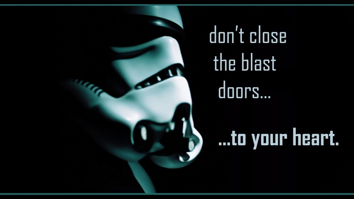 Star Wars Stormtrooper helmet with quote about the heart