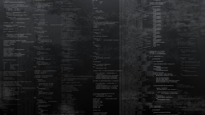 Doom C++ code on a dark, textured background