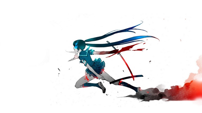 Black Rock Shooter with Katana and Blood Splatter
