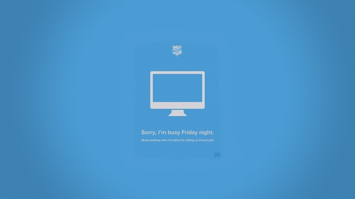 Computer screen with funny Facebook message