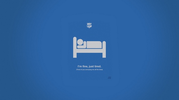 Minimalist graphic of a person in bed with text