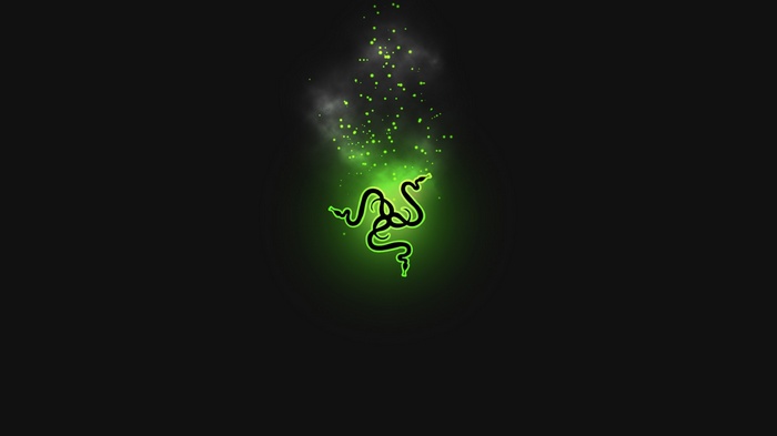 Razer logo with green smoke and particles