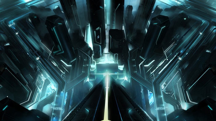 Futuristic Tron: Legacy Architecture Landscape