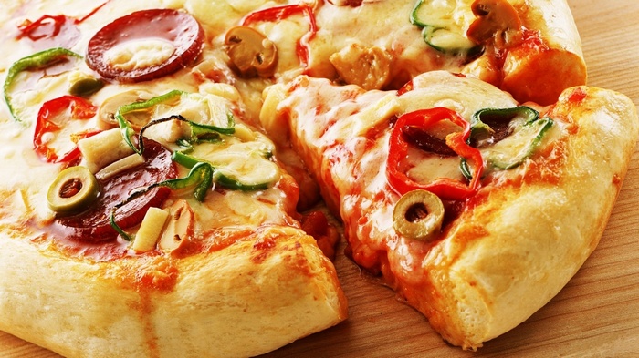 Close-up of a delicious pizza with toppings