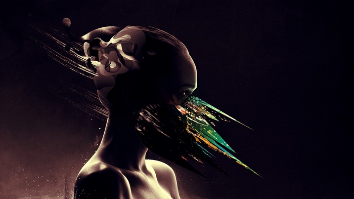 Abstract digital art of a woman's head