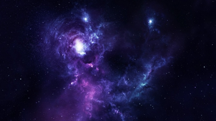 Digital art of a colorful nebula in deep space