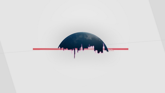 Abstract Night Cityscape with Moon