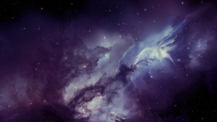 Purple and blue nebula with stars