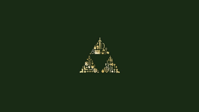 The Legend of Zelda Triforce made of game items