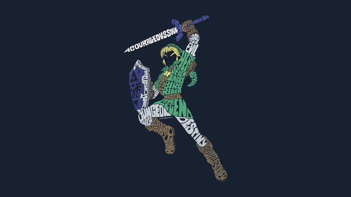 Link from The Legend of Zelda made of words